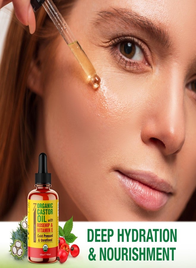 Seven Minerals زيت الخروع العضوي من سبعة معادن مع زيت الورد وفيتامين E لرموش العين والحواجب والوجه ونمو الشعر - زجاجة زجاجية، معصور على البارد وخالي من الهكسان - يرطب ويعزز نمو الشعر الطبيعي - 4 أونصة سائلة - Image 5