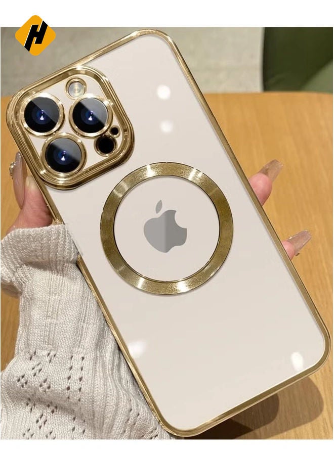 HuHa Magnetic Matallic Glossy Clear for iPhone 14 Pro Max Case with Full Camera Cover - Image 1