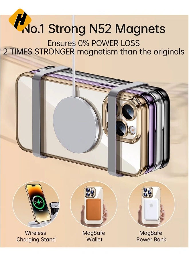 HuHa Magnetic Matallic Glossy Clear for iPhone 14 Pro Max Case with Full Camera Cover - Image 2