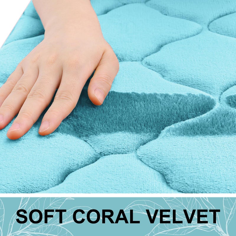 OLANLY Memory Foam Bath Mat Rug 59x24  Ultra Soft Non Slip and Absorbent Bathroom Rug  Machine Wash Dry  Comfortable  Thick Bath Rug Carpet for Bathroom Floor  Tub and Shower  Sky Blue - Image 1