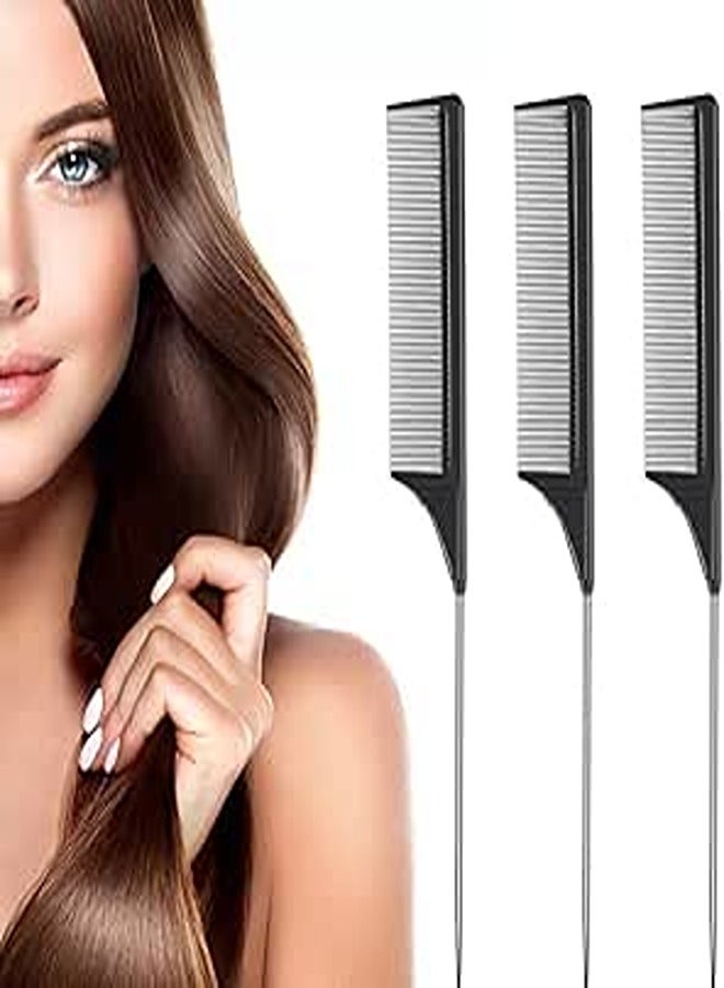 Niuta Hair Comb, Professional Hairdressing Carbon Fibre Comb, Master Barber and Salon Comb, Anti Static, Heat Resistant, Strong & Durable, Medium and Fine Tooth in Black (3 Pack)-black