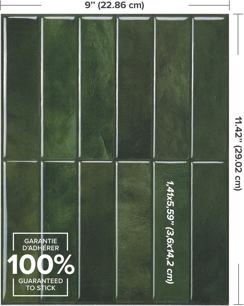 Smart Tiles بلاط سمارت تايلز قابل للتقشير واللصق للحماية الخلفية – 5 أوراق بمقاس 11.43” × 9” – بلاط قابل للتثبيت بالغراء ثلاثي الأبعاد للاستخدام في المطبخ والحمام وأرضيات الجدران - Image 3