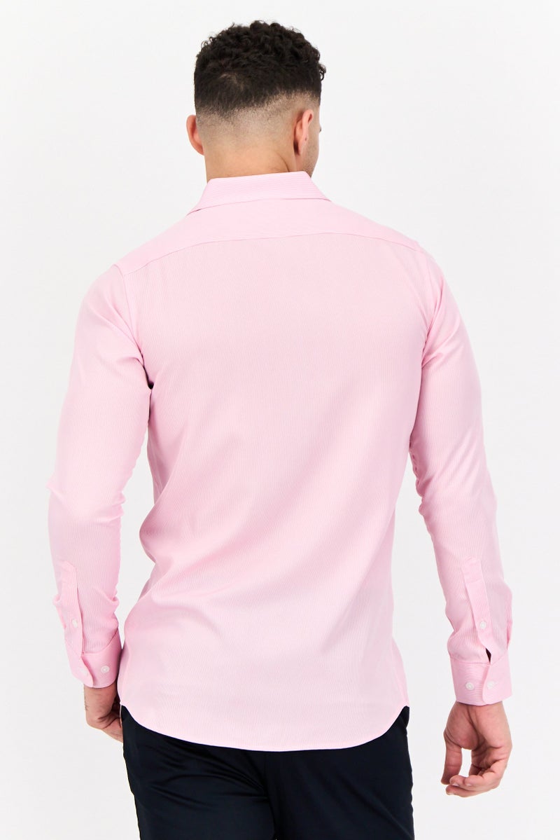Scotch & Soda Men Modern Fit Micro Stripe Long Sleeve Dress Shirt, Pink - Image 3