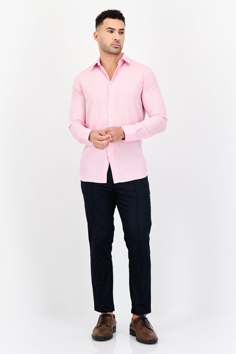 Scotch & Soda Men Modern Fit Micro Stripe Long Sleeve Dress Shirt, Pink - Image 4