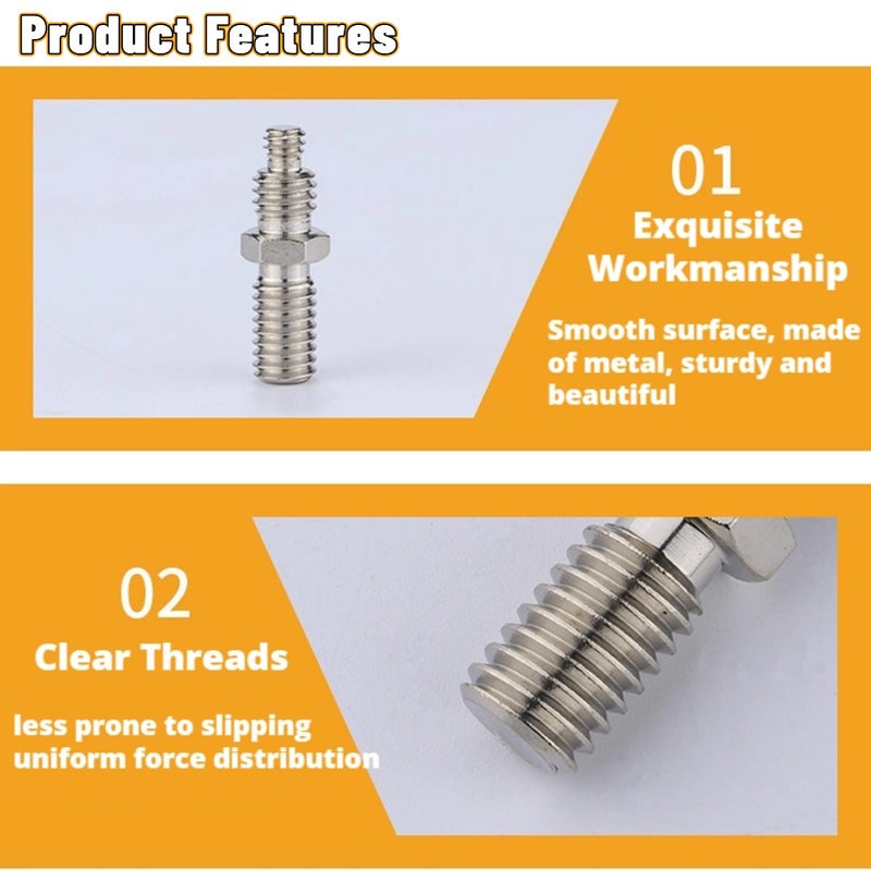 Acouto 1/4'' to 3/8'' Adapter Male Screw, 1/4'' & 3/8'' Adapter Male Screw for Ball Head Tripod Monopod Camera Mount Accessories Dual Use Screw Converter - Image 3