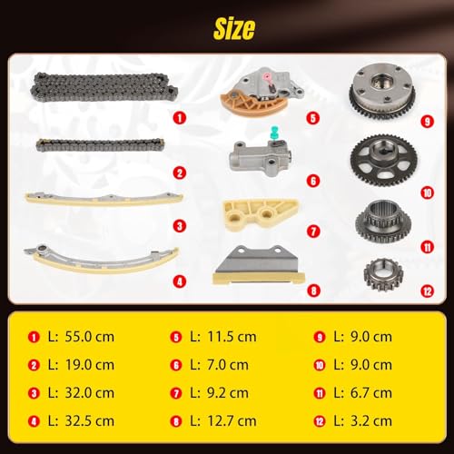 BHB Engine Timing Chain Kit with VVT Gear Camshaft Adjuster Compatible with Honda Acura ILX 2013-2015 TSX 2009-2014 Accord 2008-2012 Civic 2012-2015 Crosstour 2012-2015 CR-V CRV 2010-2014 2.4L - Image 3