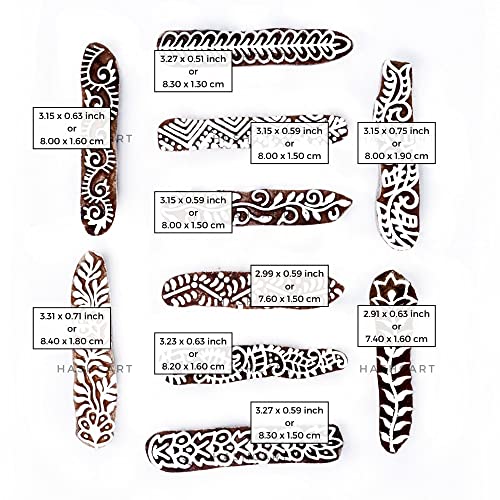 Hashcart | Set of 10 | Handcarved Wooden Finger Shaped Blocks for Henna Mehendi, Wooden Blocks for Block Printing Stamps, Saree Border Clay Pottery Tattoo - Image 4
