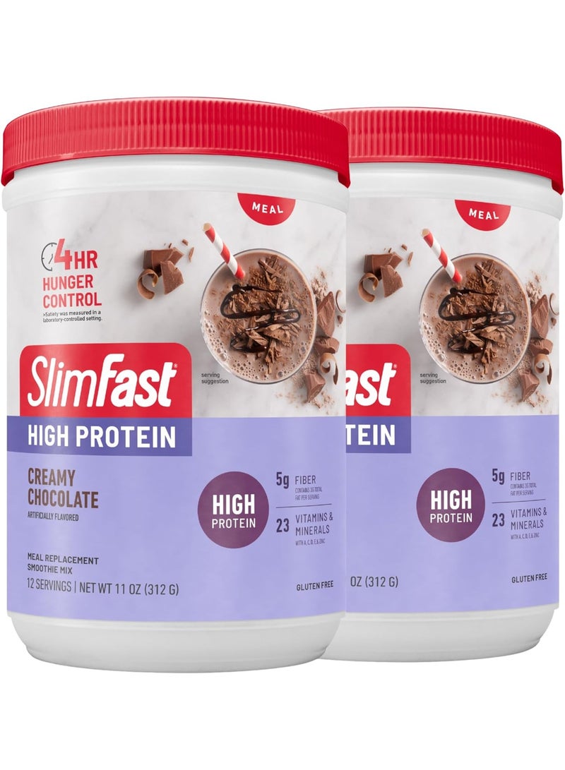 SlimFast High Protein Meal Replacement Shake Powder, 12 Servings (Pack of 2), Advanced Nutrition Smoothie Mix, Digestive Support, Gluten Free, Creamy Chocolate, 20g of Protein (Packaging May Vary) - Image 1