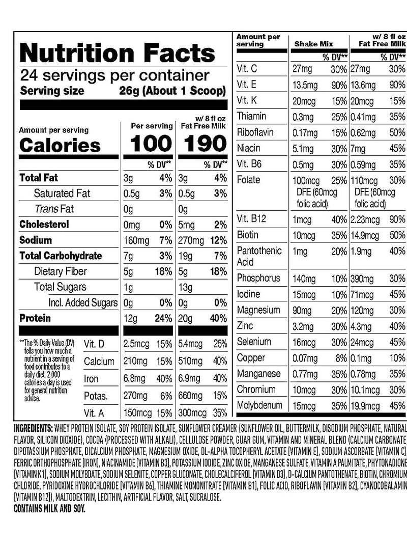 SlimFast High Protein Meal Replacement Shake Powder, 12 Servings (Pack of 2), Advanced Nutrition Smoothie Mix, Digestive Support, Gluten Free, Creamy Chocolate, 20g of Protein (Packaging May Vary) - Image 2