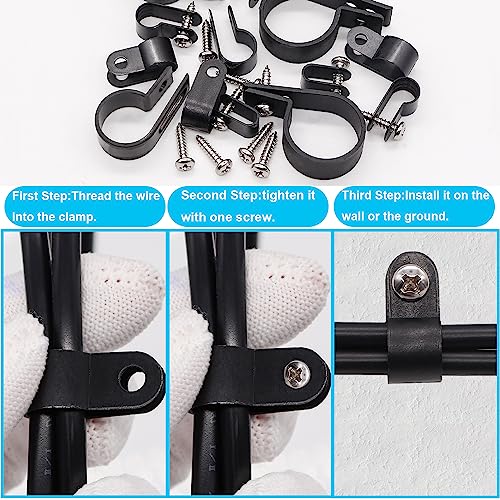 TWTADE 306PCS Black Cable Clamps Nylon Plastic R-Type 6 Sizes 3/16'' 1/4'' 3/8'' 1/2'' 3/4'' 1'' Cable Mounting Wire Clips Assortment Kit with Screws for Wire Management H-049 - Image 5