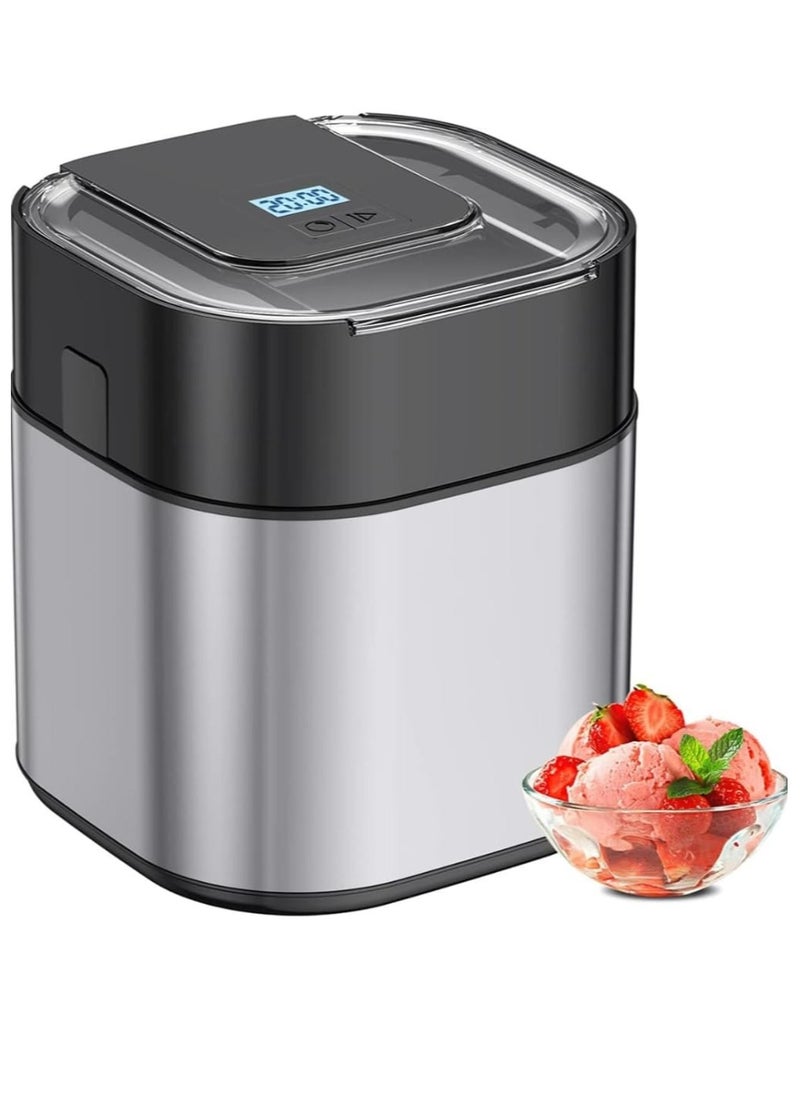 Generic - Electric Ice Cream Maker 1.5L Double Isolation Bowl with LCD Display and Timer Function, Ready in 25 Min, Portable Ice Cream Machine for Home, Ideal for Making Sorbet, Frozen Yogurt & Dessert - Image 1