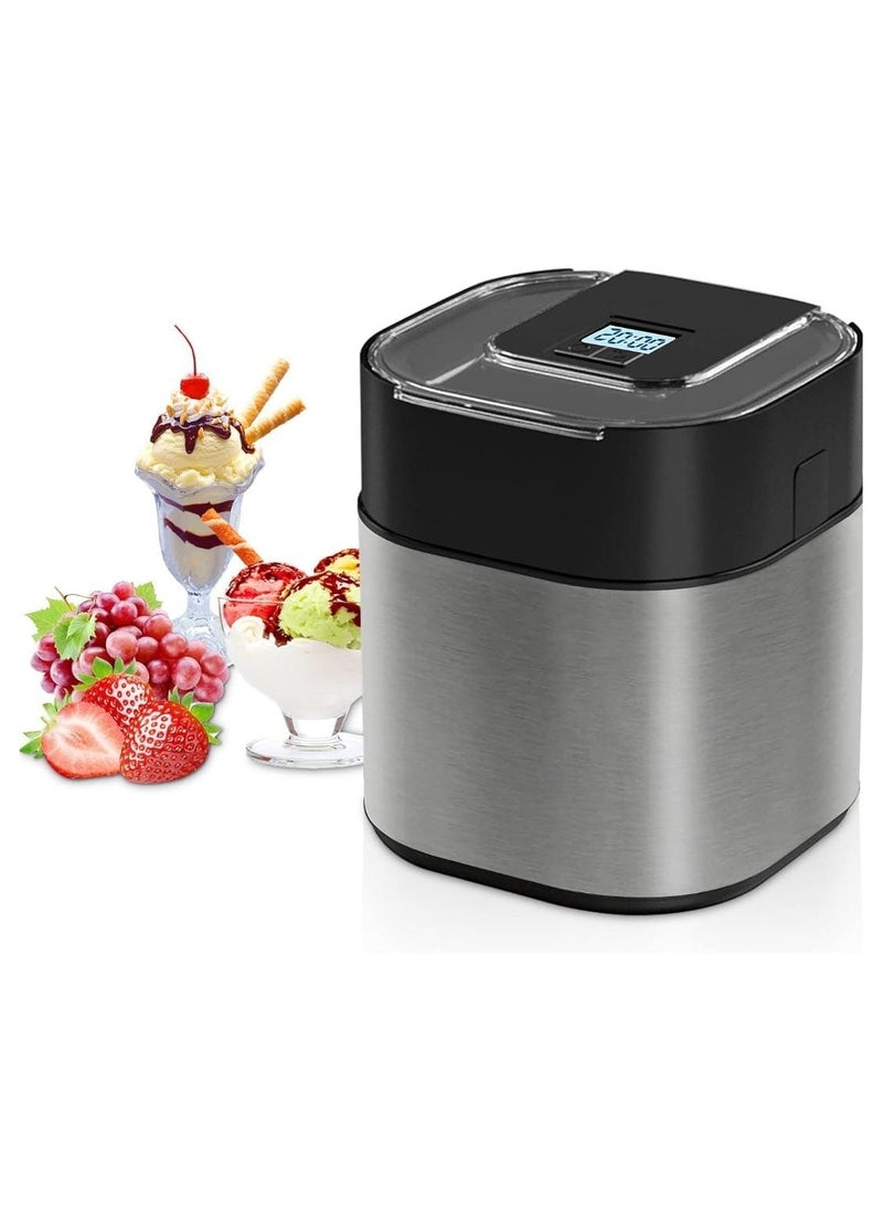 Generic - Electric Ice Cream Maker 1.5L Double Isolation Bowl with LCD Display and Timer Function, Ready in 25 Min, Portable Ice Cream Machine for Home, Ideal for Making Sorbet, Frozen Yogurt & Dessert - Image 1