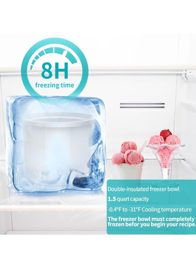 Generic - Electric Ice Cream Maker 1.5L Double Isolation Bowl with LCD Display and Timer Function, Ready in 25 Min, Portable Ice Cream Machine for Home, Ideal for Making Sorbet, Frozen Yogurt & Dessert - Image 1
