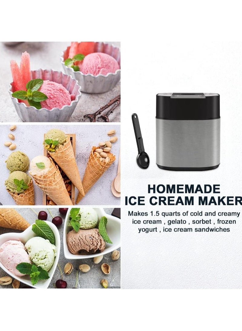 Generic - Electric Ice Cream Maker 1.5L Double Isolation Bowl with LCD Display and Timer Function, Ready in 25 Min, Portable Ice Cream Machine for Home, Ideal for Making Sorbet, Frozen Yogurt & Dessert - Image 1