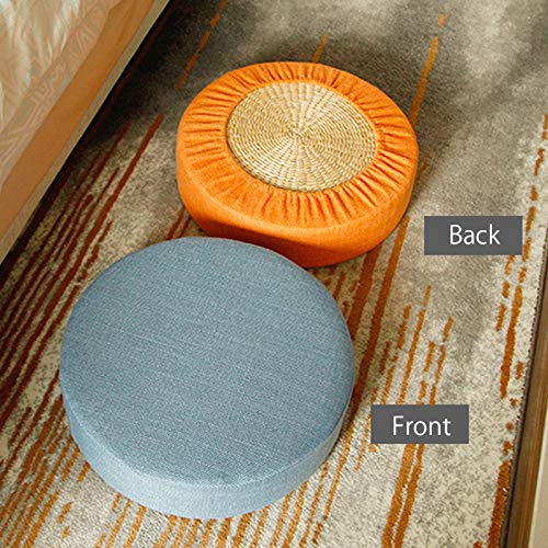 Kelendle Round Floor Pillow Cover Tatami Floor Cushion Cover Straw Japanese Futon Cover Meditation Seating Ottoman Throw Cover Protector for Living Room Indoor Outdoor Beige,19.69 inches - Image 4