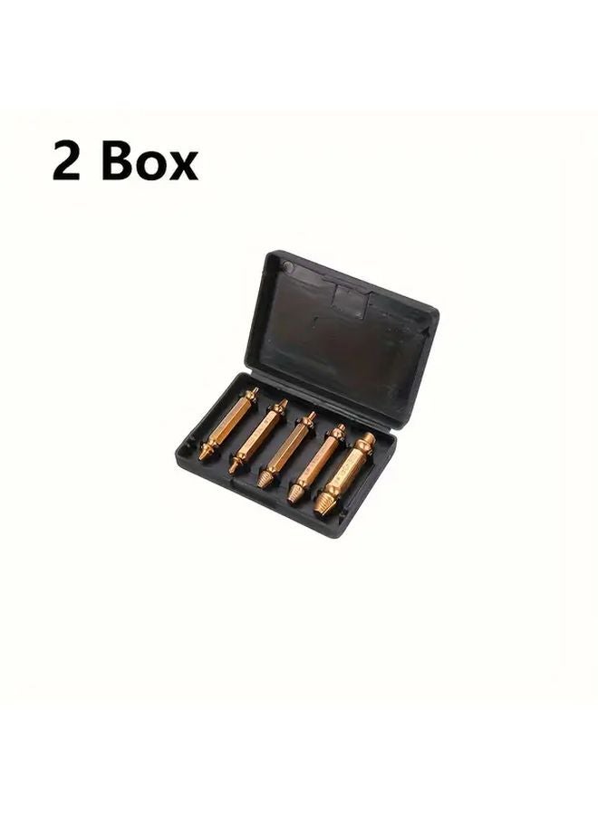 2 Boxes Broken Screw Extractor Removal Tool Golden Color 5 Sizes Double Headed - Image 2