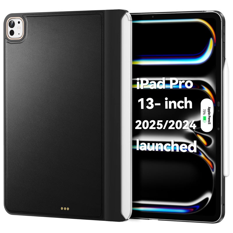 Matekxy MagicKeyboard Compatible Case for iPad Pro 13 inch M4M5 20242025 Cover for Smart MagicKeyboard Folio Slim Durability with Durable Leather Surface Keyboard Not Included Black - Image 2