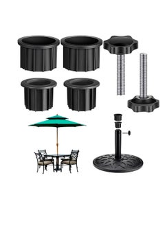 6 Pcs Patio Umbrella Parasol Base Stand Hole Ring Plug Cover and Cap, Umbrella Stand Replacement Part with M8 Thread Replacement Hand Knob, Umbrella Base Insert Set for Dia 38mm,48mm Umbrella Pole