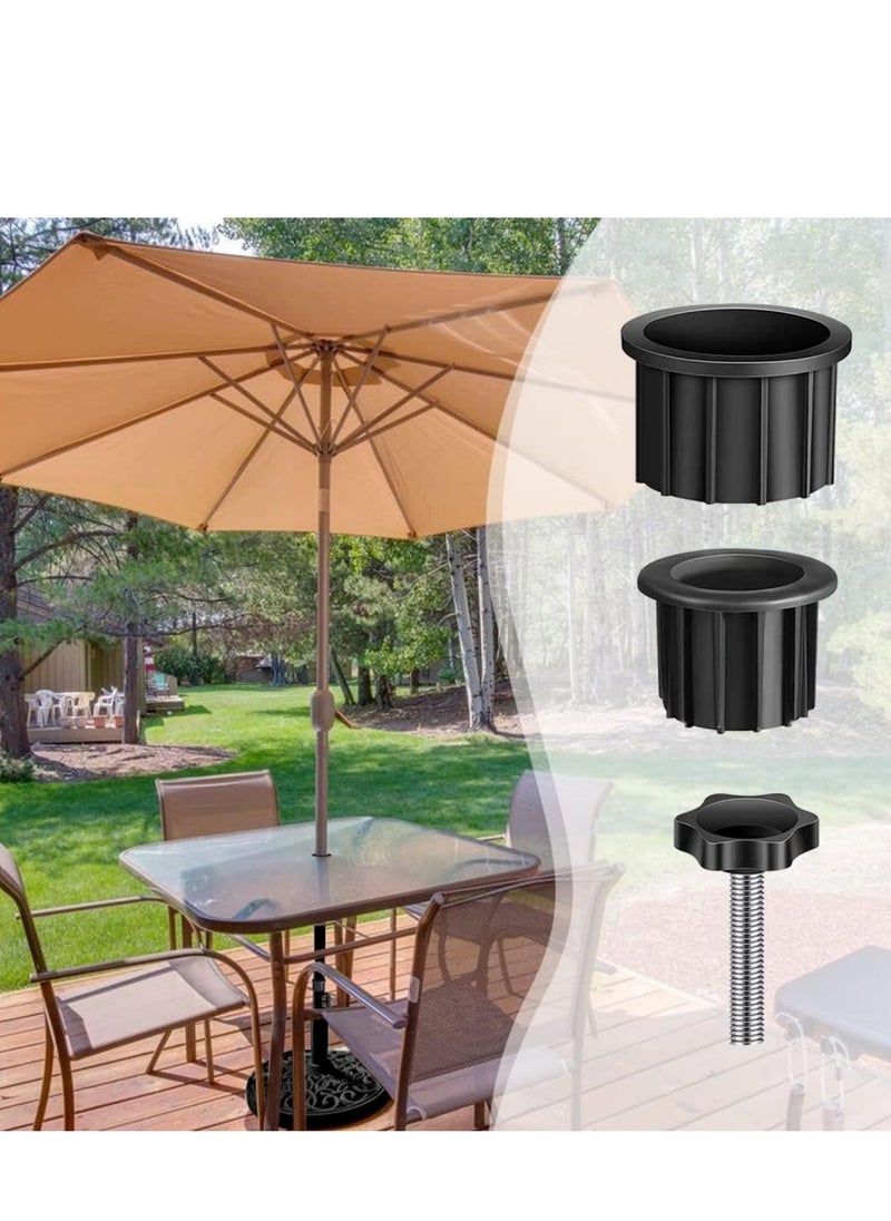 SYOSI - 6 Pcs Patio Umbrella Parasol Base Stand Hole Ring Plug Cover and Cap, Umbrella Stand Replacement Part with M8 Thread Replacement Hand Knob, Umbrella Base Insert Set for Dia 38mm,48mm Umbrella Pole - Image 1