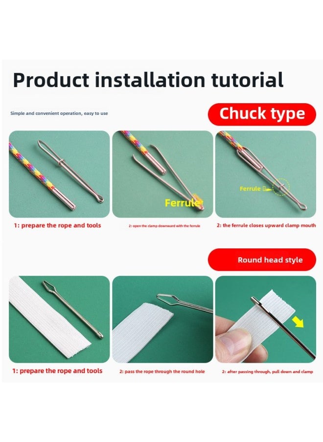 Generic - Rope Threading Device Elastic Band Special Tool Clip Waist Rope Threading Device Wide Rubber Band Pants Wearing Artifact Threading Device-Model:Open Type - Image 1