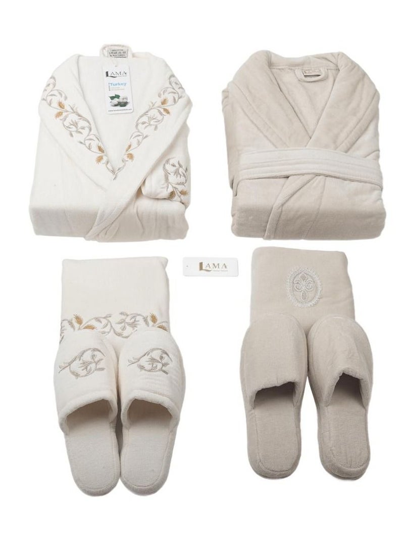 LAMA Home Tekstil - Set Bath Robe Beige Double - Image 1