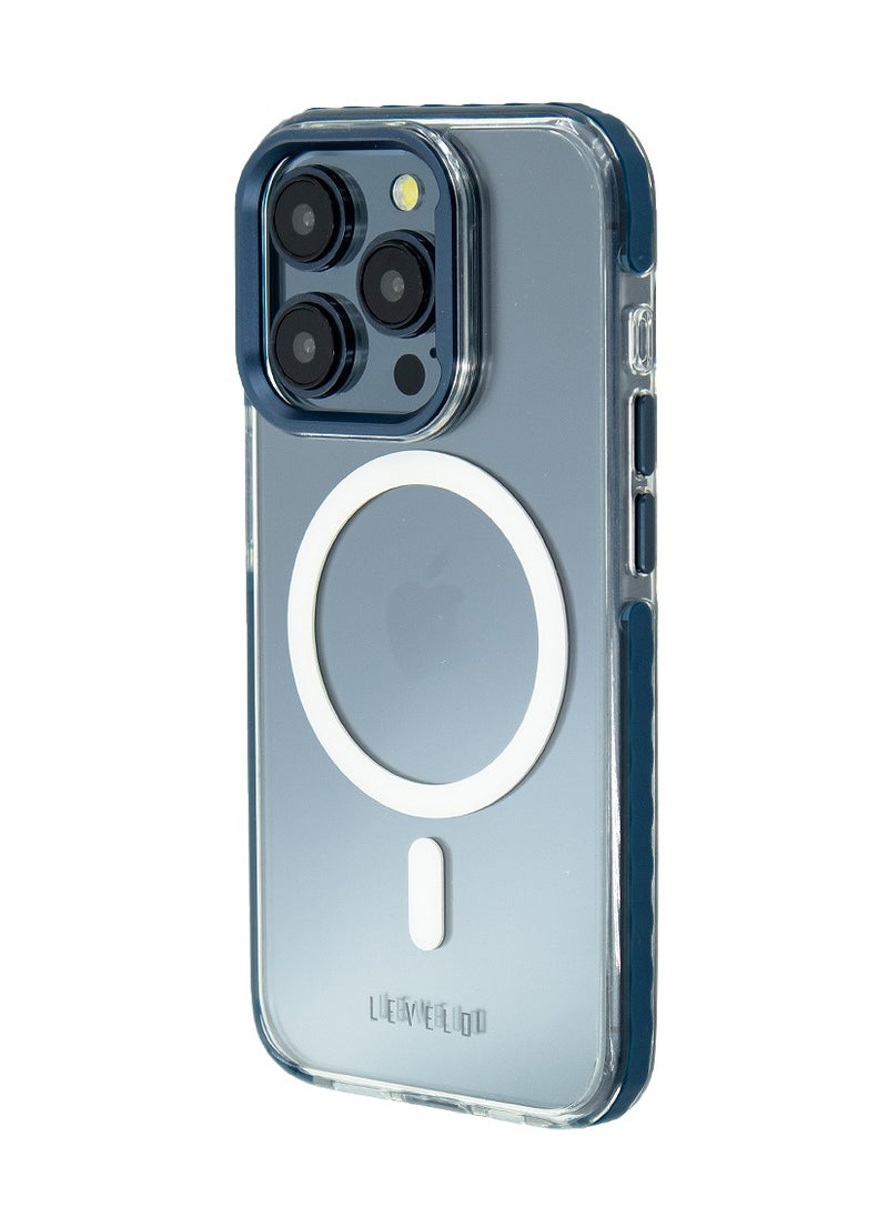 LEVELO Levelo FlexiGuard iPhone 15 Pro MagSafe Transparent Case - Blue  - Image 2