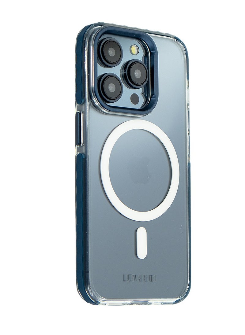 LEVELO Levelo FlexiGuard iPhone 15 Pro MagSafe Transparent Case - Blue  - Image 3