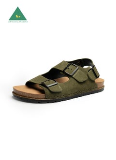 AL-WAHA AL-ZHABIA Men's Genuine Leather Sandals - Breathable PU Sole, Anti-Slip Design, Durable for Desert Climate & Daily Wear(41)  - Image 1