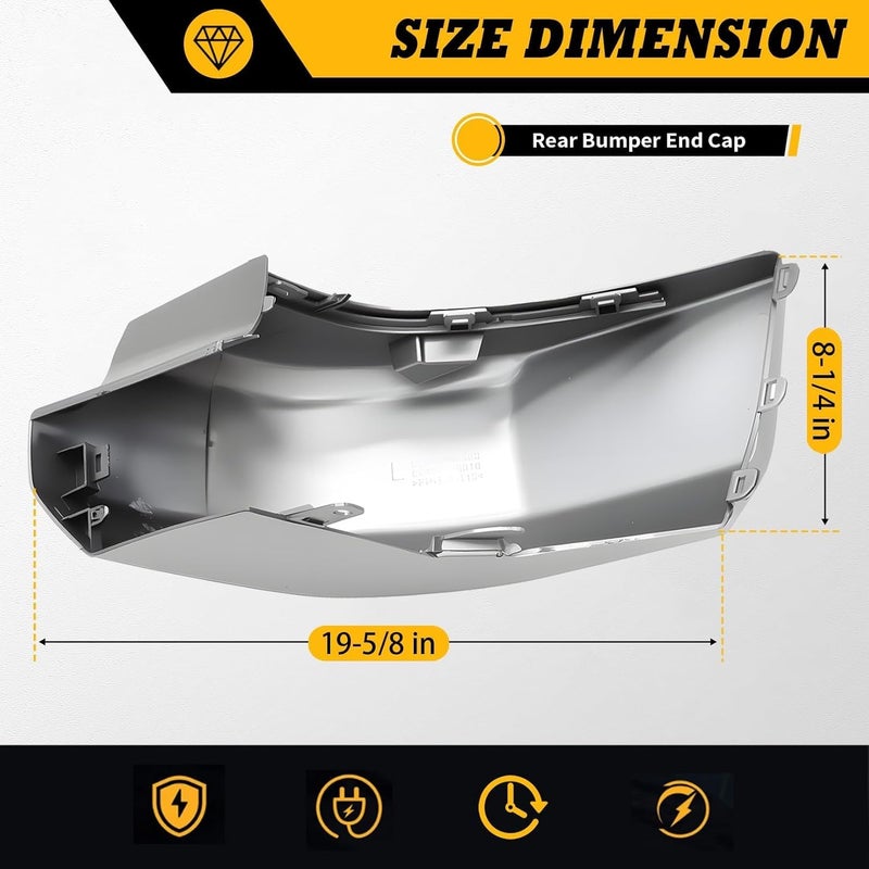 Jecoupoon Compatible Rear Bumper End Cap Pair for FJ Cruiser 2007-2014 - Silver, Left - Image 4