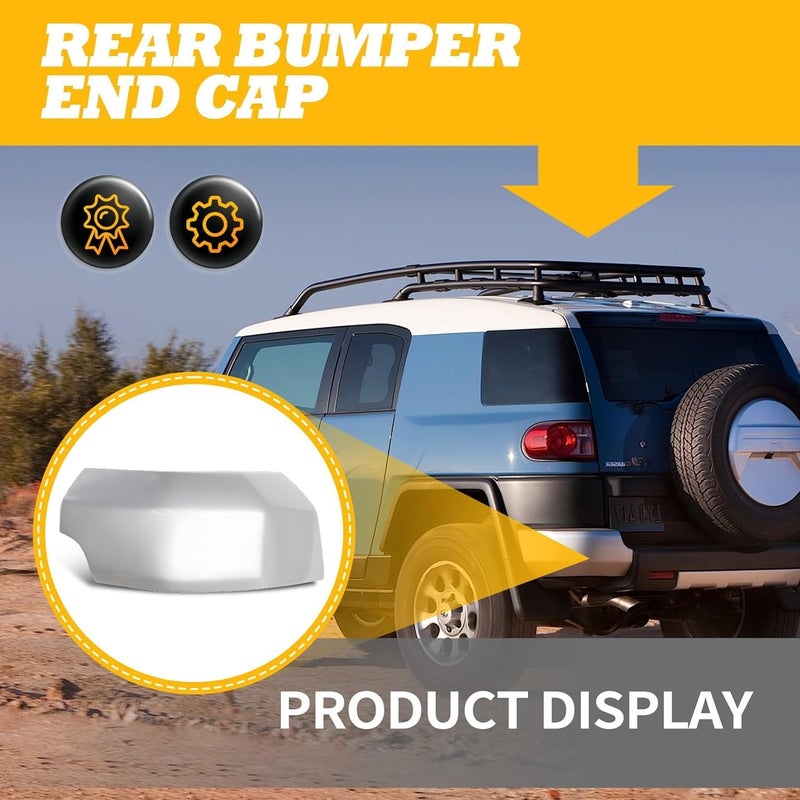 Jecoupoon Compatible Rear Bumper End Cap Pair for FJ Cruiser 2007-2014 - Silver, Left - Image 2