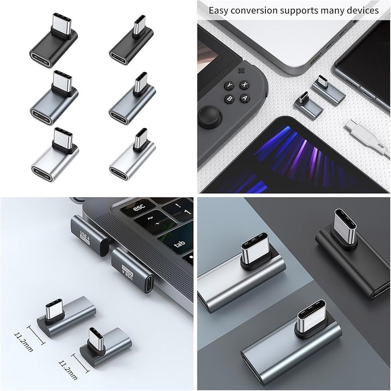 90 Degree USB C to USB C Adapter 40Gbps 100W Fast Charging Data Sync Black - Image 3