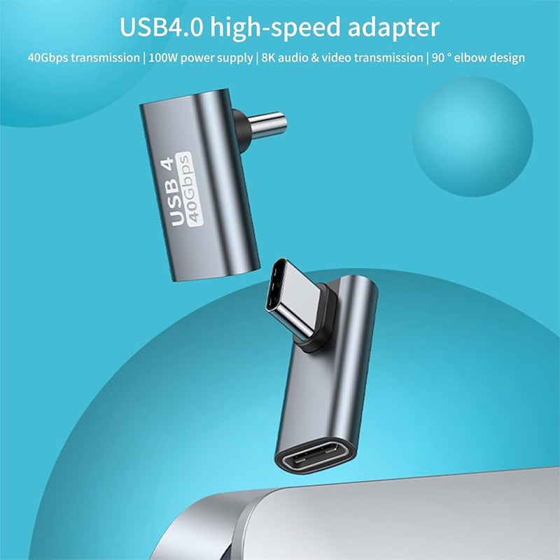 90 Degree USB C to USB C Adapter 40Gbps 100W Fast Charging Data Sync Black - Image 5