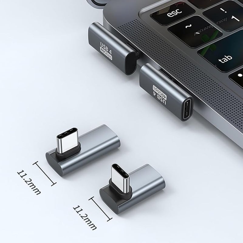 90 Degree USB C to USB C Adapter 40Gbps 100W Fast Charging Data Sync Black - Image 4
