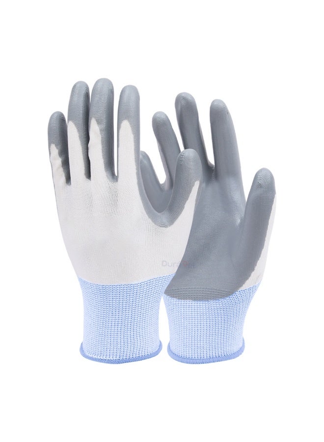 Duravel Nitrile Coated Work Gloves, White and Grey, Comfortable Fit, High Dexterity, Abrasion and Tear Resistant, Low Lint, Industrial Safety Gloves - Image 1