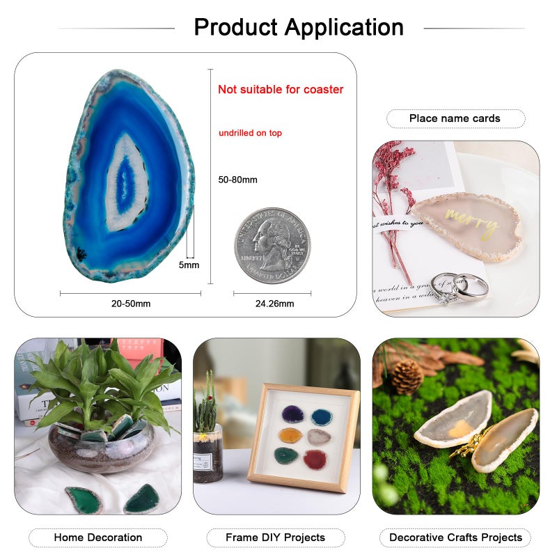 mookaitedecor Polished Agate Light Table Slices,Geode Agate Slab Cards Pack of 12 - Image 2