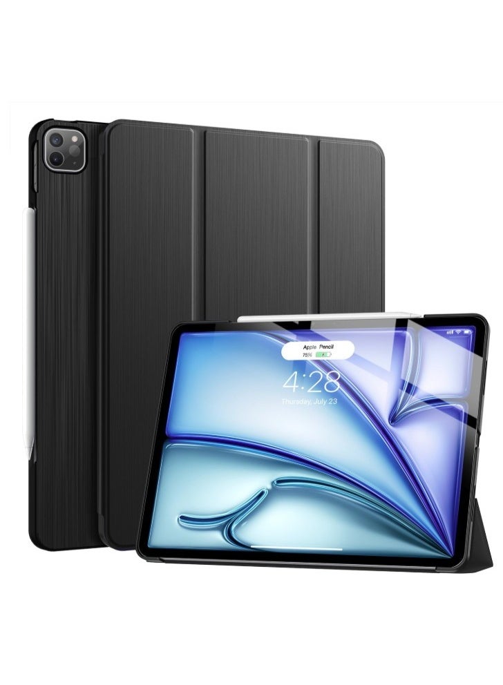VR CREATIVES VR Creative Case for iPad Air 13 Inch (M3/M2) 2025/2024, iPad Pro 12.9 2022 2021(6th 5th Generation) - [Slim Trifold Stand + Auto Wake/Sleep],Protective Hard PC Back Cover (Black)
