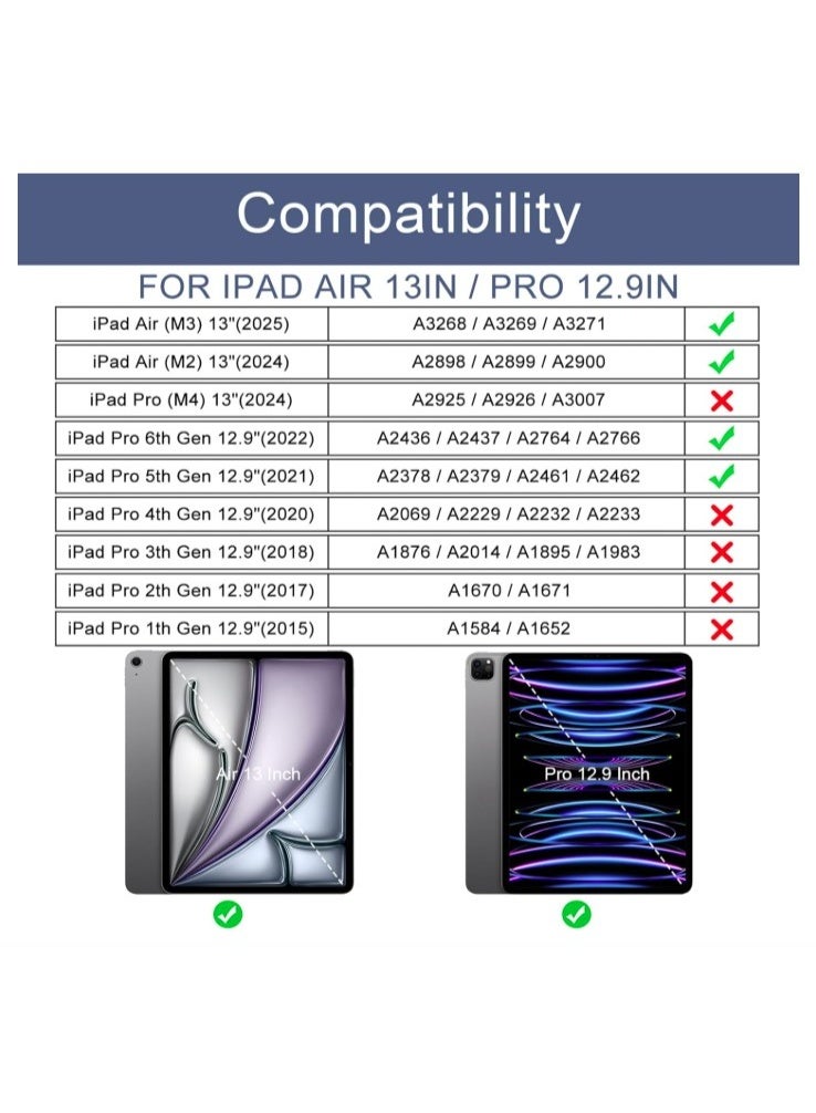 VR CREATIVES VR Creative Case for iPad Air 13 Inch (M3/M2) 2025/2024, iPad Pro 12.9 2022 2021(6th 5th Generation) - [Slim Trifold Stand + Auto Wake/Sleep],Protective Hard PC Back Cover (Black) - Image 2