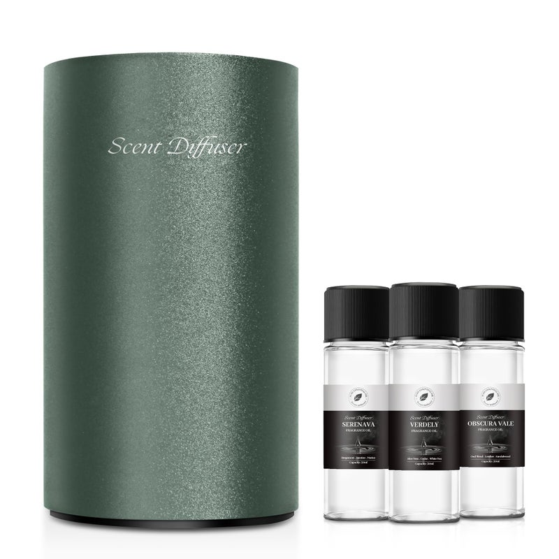EvCZen Waterless Essential Oil Diffuser Starter Kit - No Water Needed, Battery Operated Mini Scent Air Machine, Included 3x20ML Essential Oils, Portable Aromatherapy Diffuser for Home & Car & Office, Green - Image 1