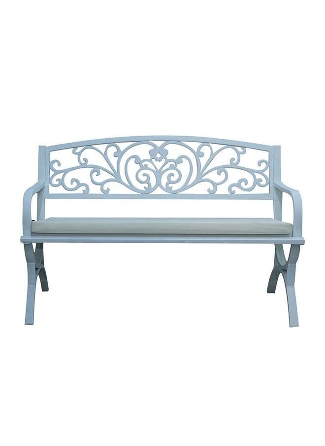 Oasis Casual Outdoor Garden Metal Bench Seat with White Cushion  - Image 1
