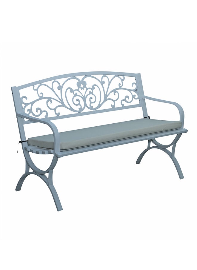 Oasis Casual Outdoor Garden Metal Bench Seat with White Cushion  - Image 2