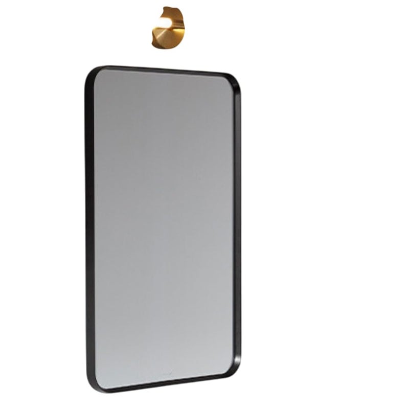 BRANCO IKON Rectangle Decorative Mirror for Wall 24x 18 inch Modern Black Decorative Rectangle Wall Mirror Rectangular Vanity Wash Basin Bathroom Kitchen Living Room Bedroom Makeup