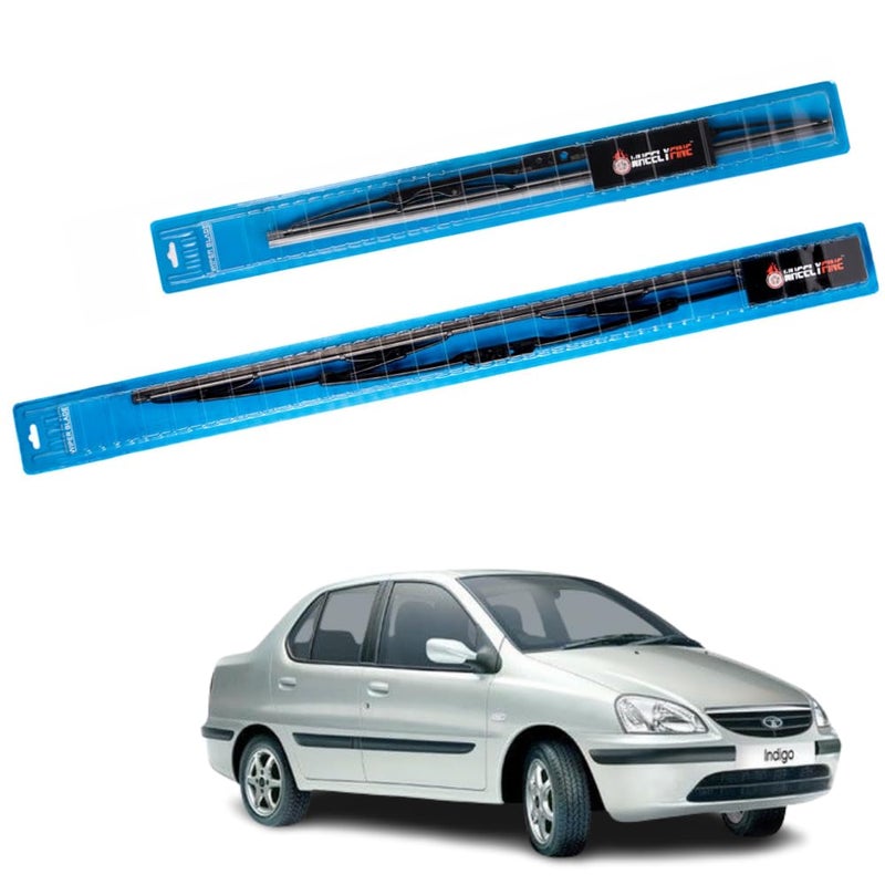 Wheelyfine Car Wiper Blades | Metal Frame | Water Repellent Windshield Wipers | Blade Refills (Tata Indigo (2005 Onwards) Dr 24"/Pa 17") - Image 2