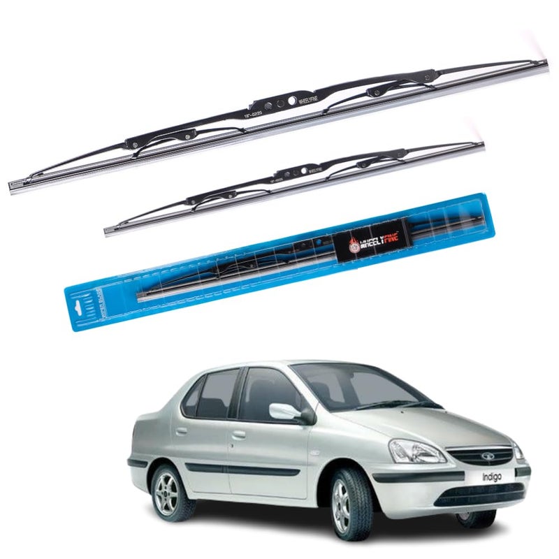Wheelyfine Car Wiper Blades | Metal Frame | Water Repellent Windshield Wipers | Blade Refills (Tata Indigo (2005 Onwards) Dr 24"/Pa 17") - Image 1