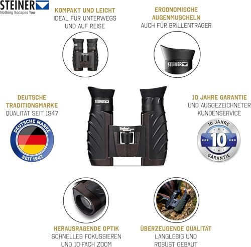 STEINER Binoculars Safari UltraSharp 8x22 - German Quality Optics, Compact, Light, Ideal for Travel, Hiking, Sports and Nature Observation - Image 2