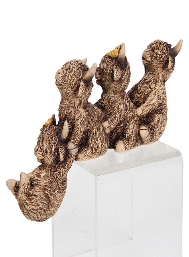 Leekung Highland Cow Statue Shelf Sitter,Family Ties 4pc Holding Together Figurine for Outdoor Table Bookshelf Desk Step Edge Decor,Symbol Loyalty Friendship Team Togetherness Spirit - Image 3