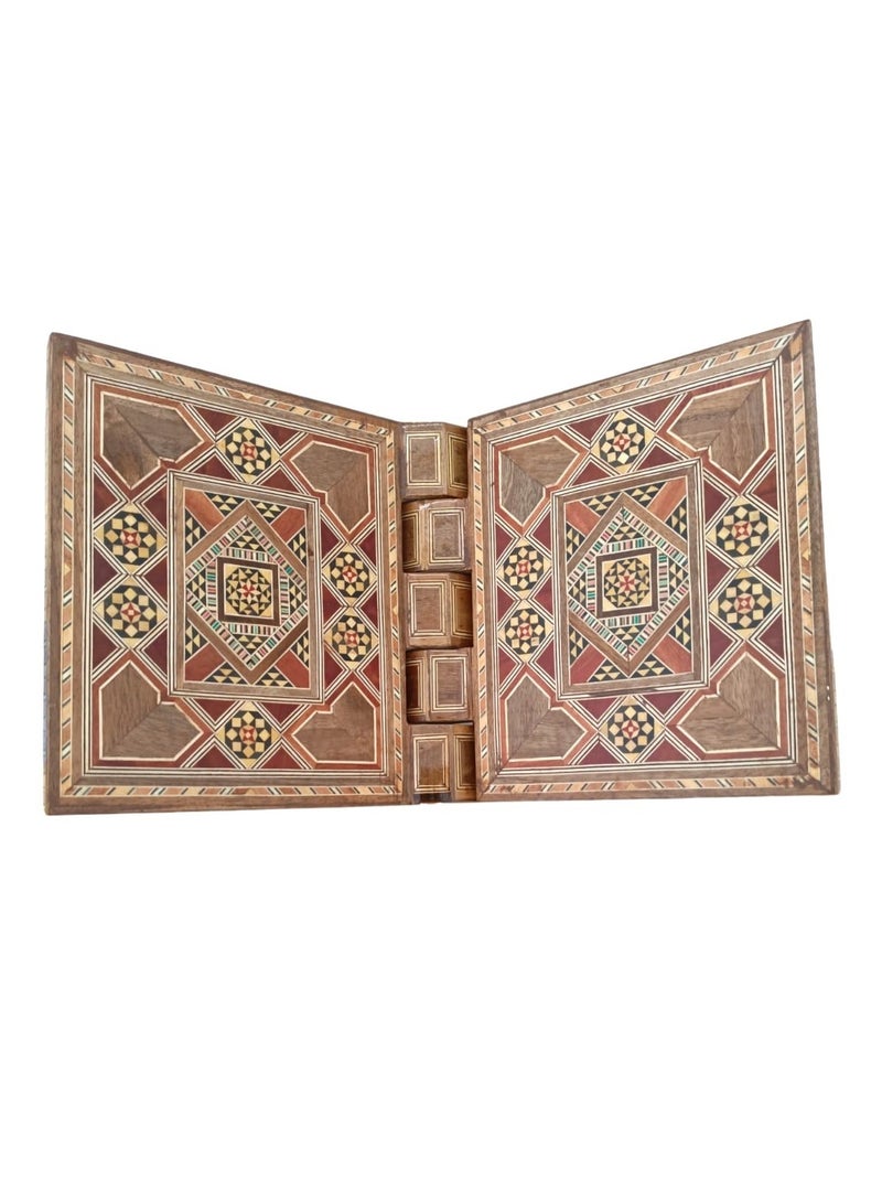 Damascene wooden mosaic Quran holder (ground) - Image 2