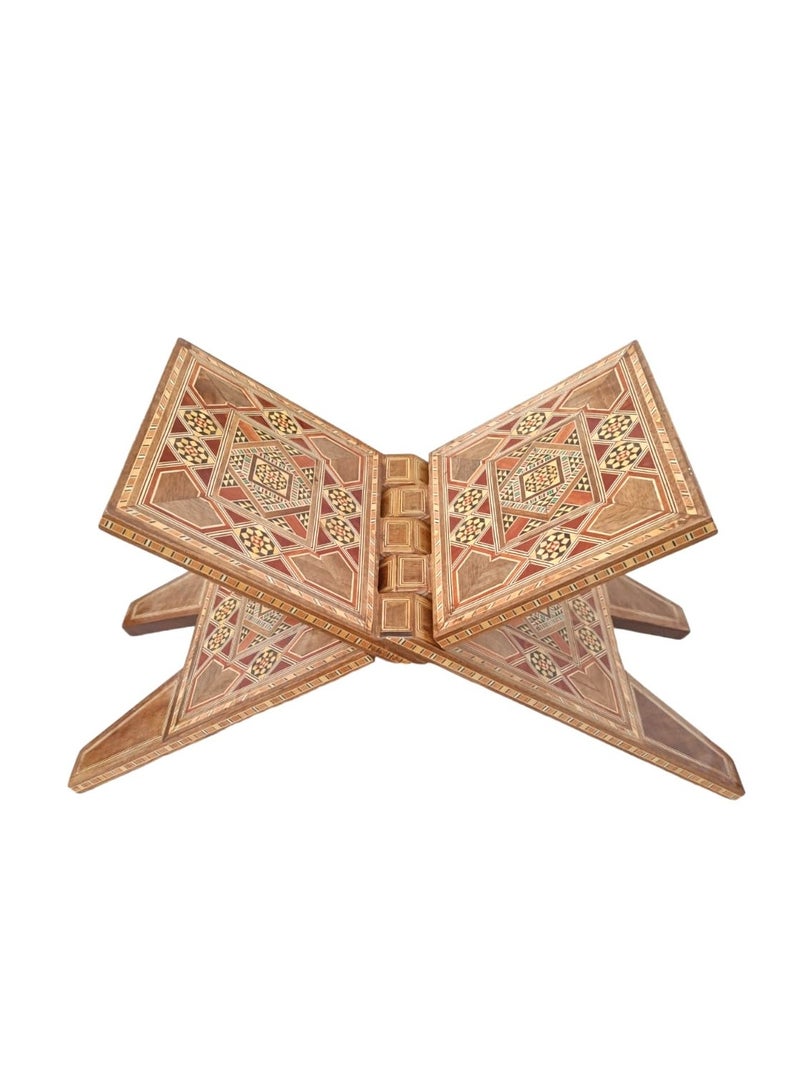 Damascene wooden mosaic Quran holder (ground) - Image 1