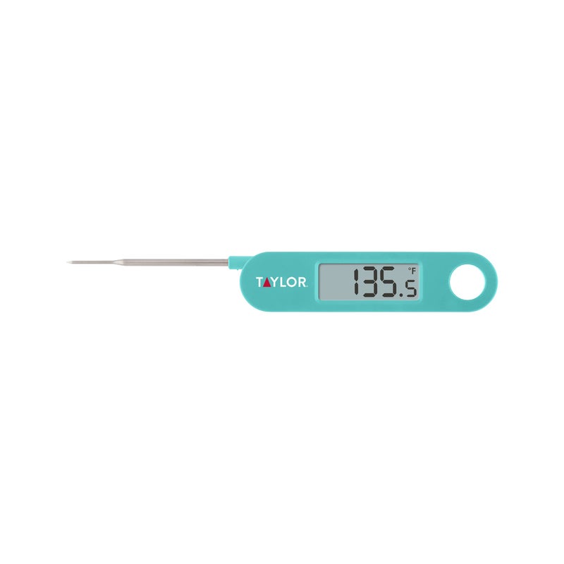 Taylor Instant Read Digital Meat Food Grill BBQ Cooking Kitchen Thermometer Folding Probe Teal 07 Inch LCD Readout