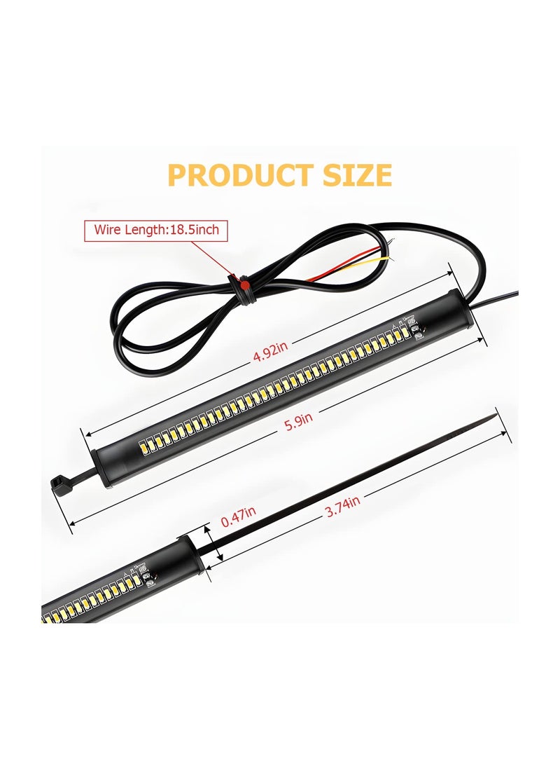 Motorcycle Turn Signal Light, 2PCS LED Turn Signal Light, Flexible Switch back Dual-Color Fork Turn Signal Blinkers, DRL Daytime Running Light, Waterproof Adjustable Strips Bars for Motorbike