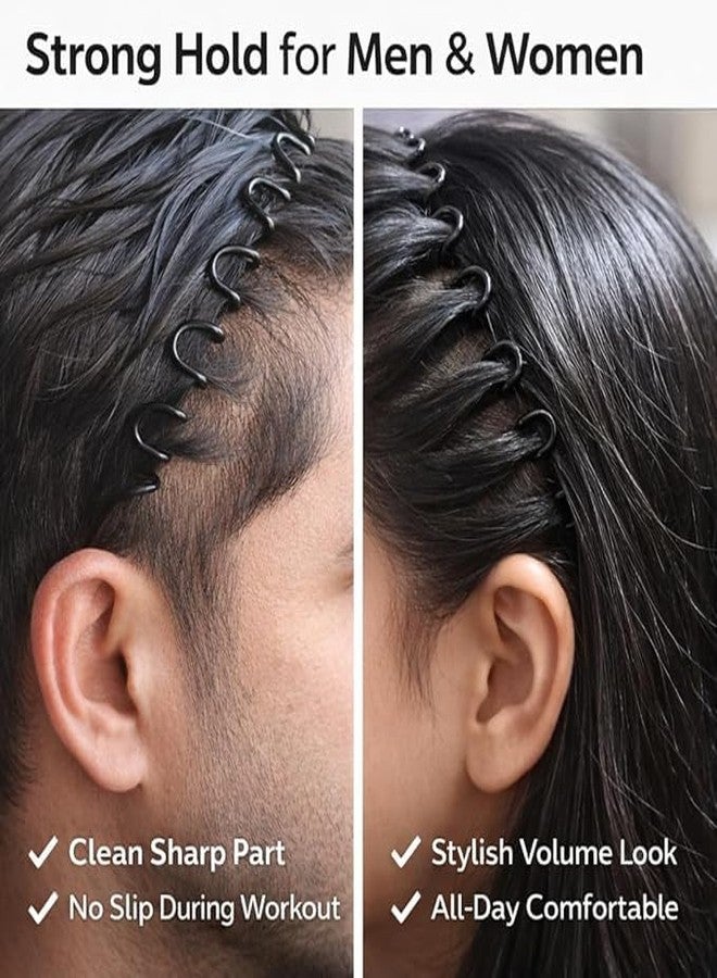 KLNEEDS Black Metal Hair Band for Men - 6 Pcs Thin Wavy Non-Slip Adjustable Headbands for Women & Boys, Sports, Gym, Yoga, Running & Face Wash - Image 2